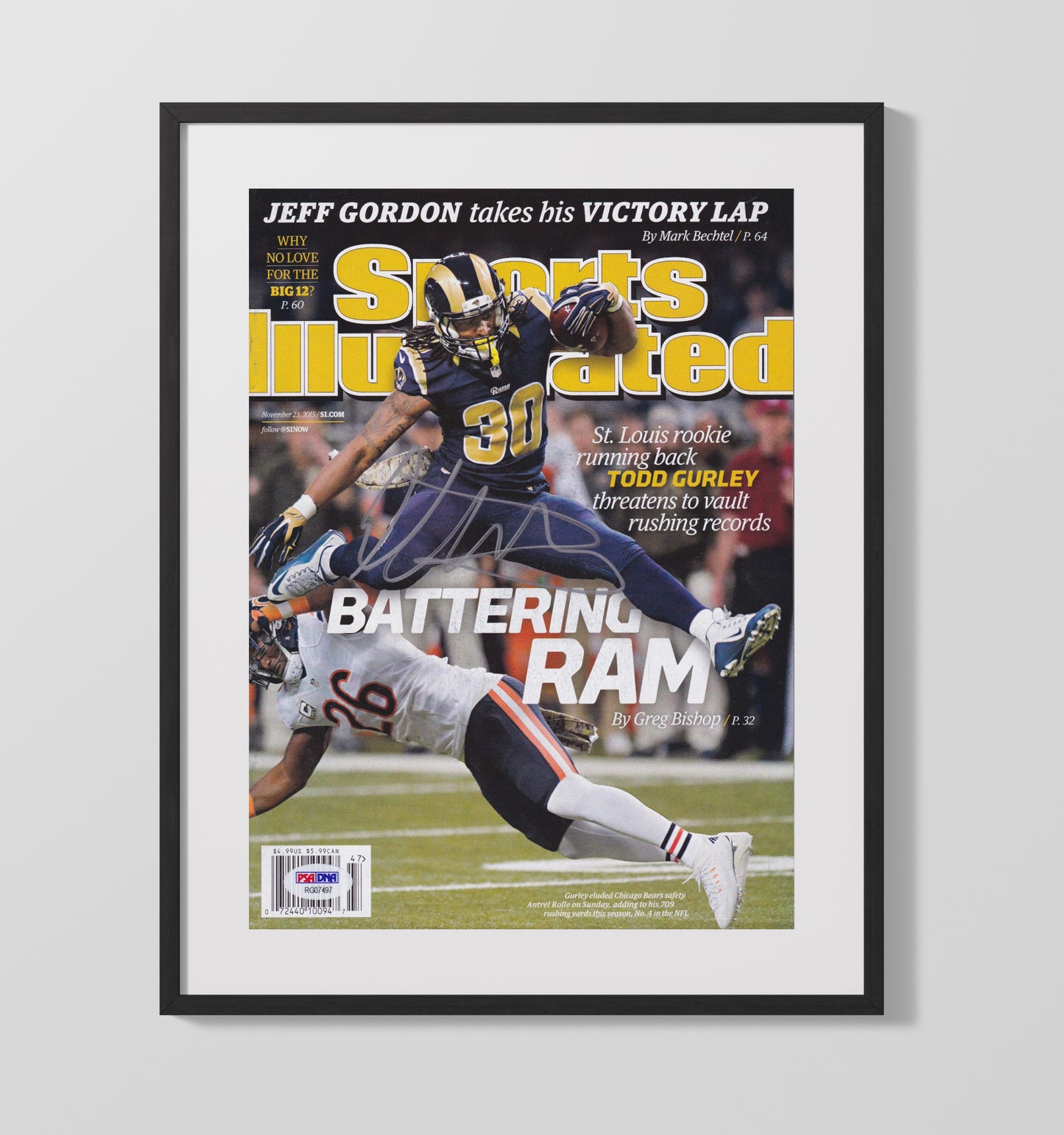 Todd Gurley - St Louis football Battering Ram Rookie Breakout Feature 2015 SI Cover football wall art 16x20 Gallery Frame