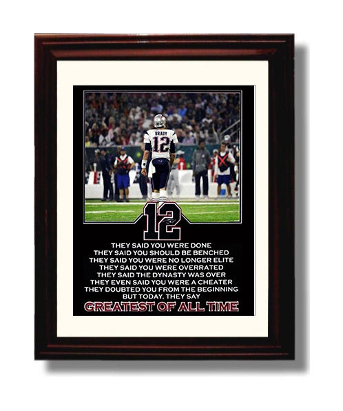 Tom Brady - Greatest of All Time football wall art 8x10 Beveled Frame