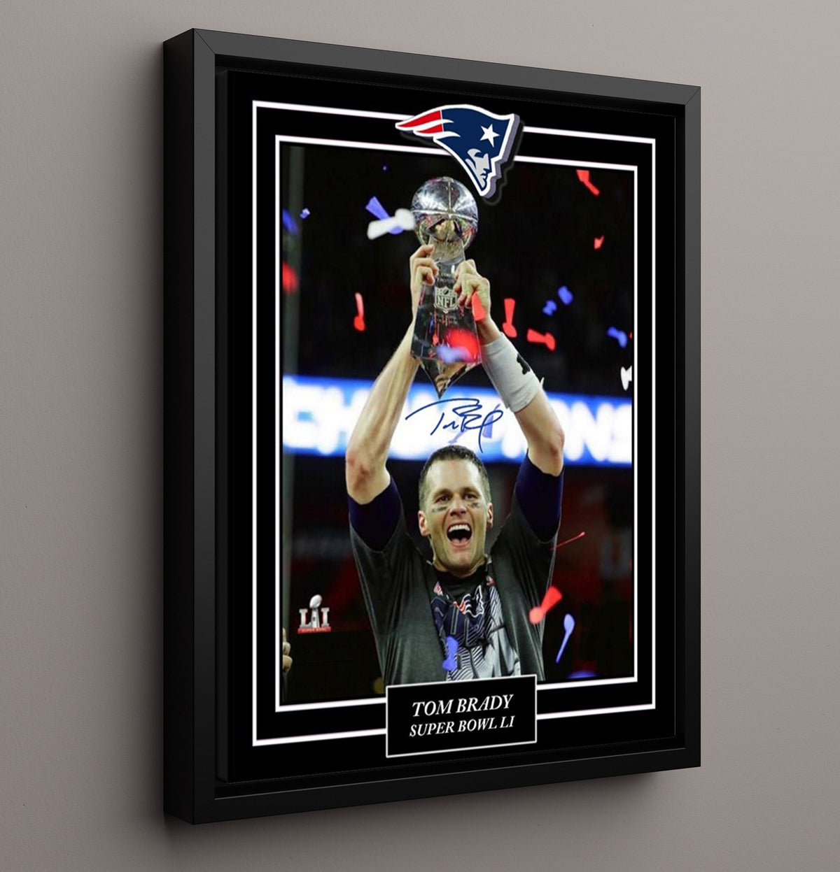Tom Brady - Lombardi Lift football wall art 16x20 Framed Canvas