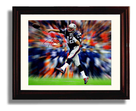 Tom Brady - New England Football Quarterback Throwing Motion football wall art 8x10 Beveled Frame