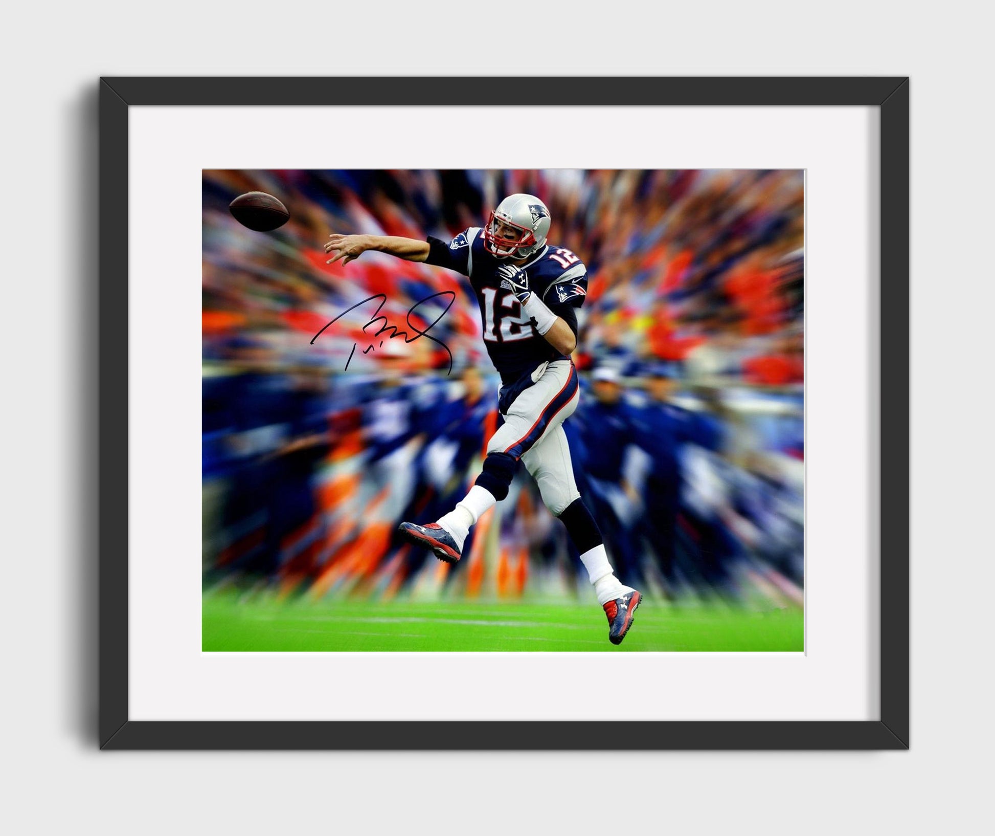 Tom Brady - New England Football Quarterback Throwing Motion football wall art 16x20 Gallery Frame