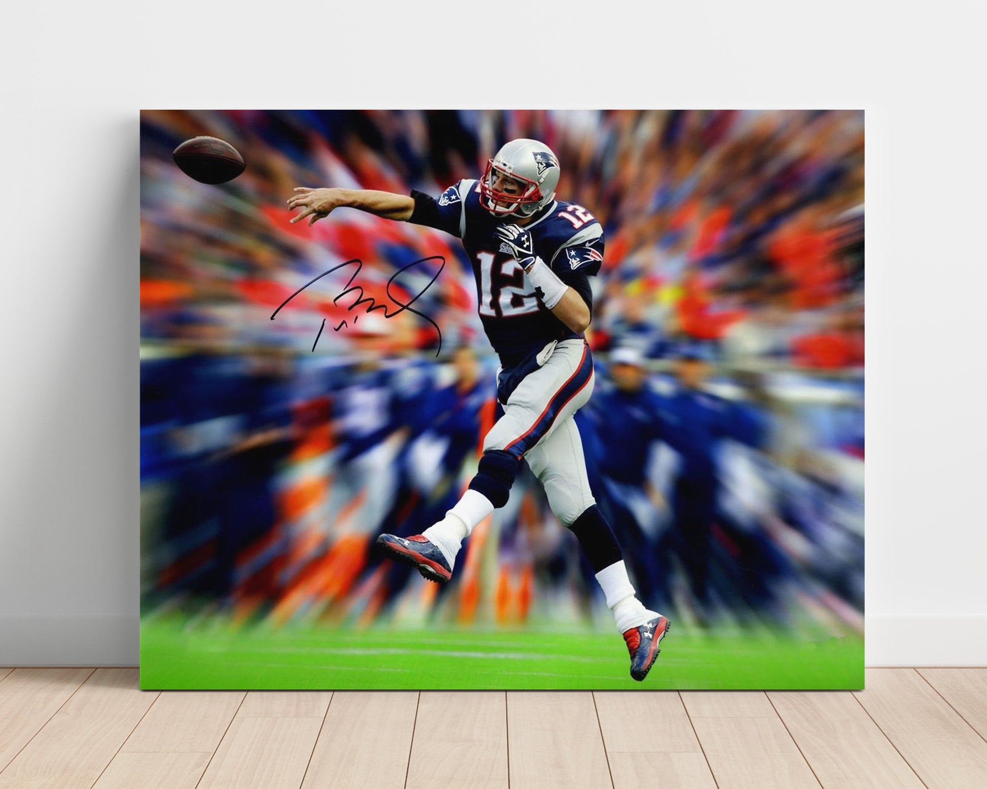 Tom Brady - New England Football Quarterback Throwing Motion football wall art 16x20 Unframed Print