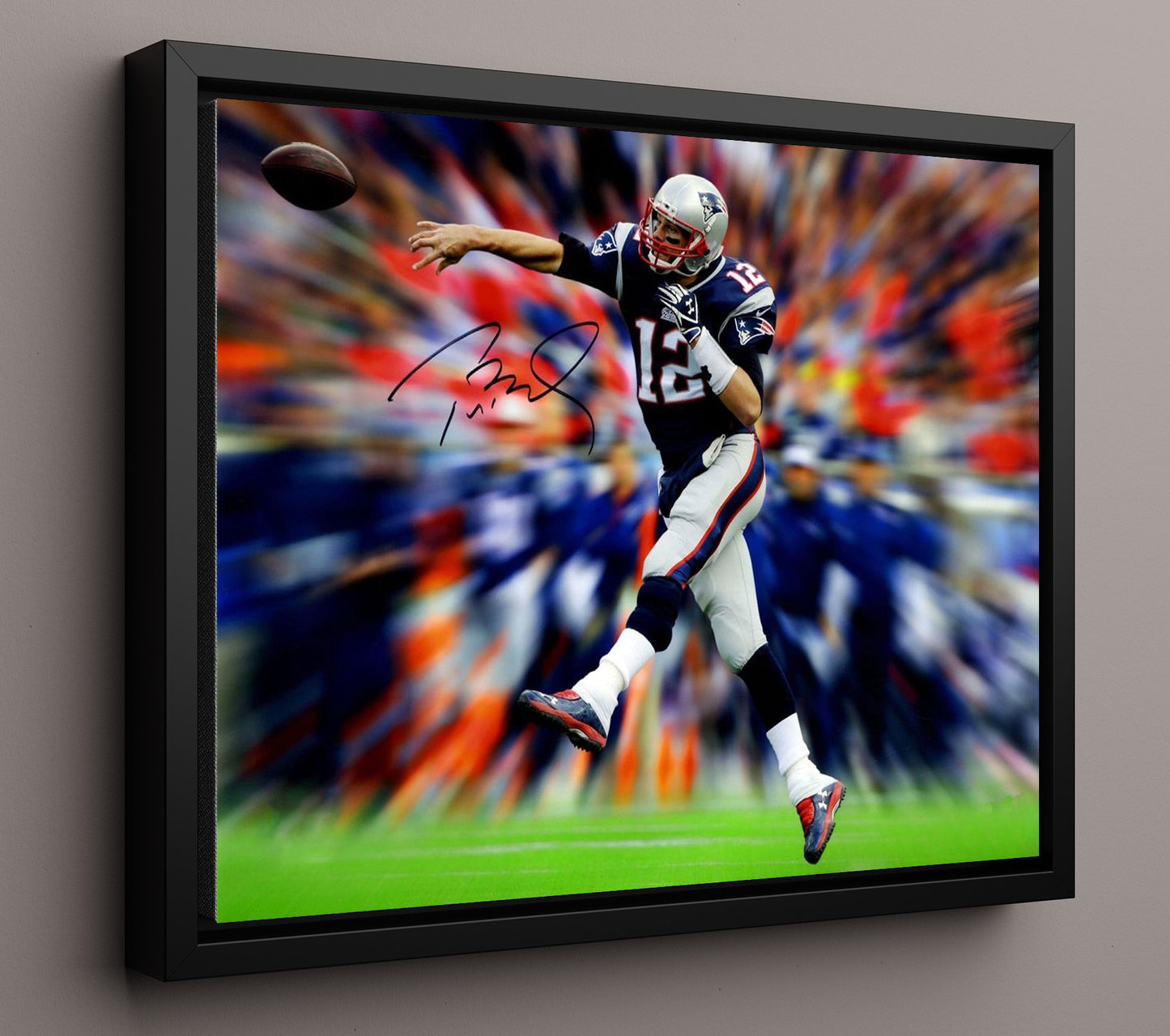 Tom Brady - New England Football Quarterback Throwing Motion football wall art 16x20 Framed Canvas