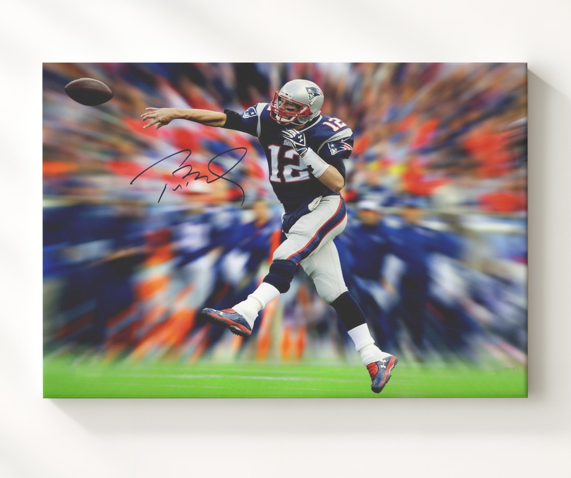 Tom Brady - New England Football Quarterback Throwing Motion football wall art 20x24 Canvas