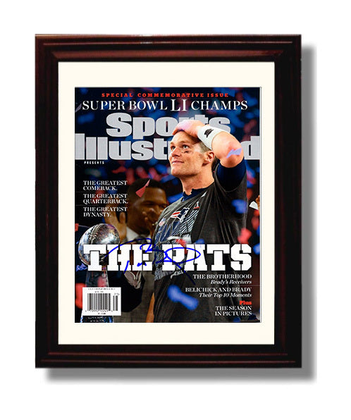 Tom Brady - New England football Super Bowl LI Champions Commemorative 2017 SI Cover football wall art 8x10 Beveled Frame