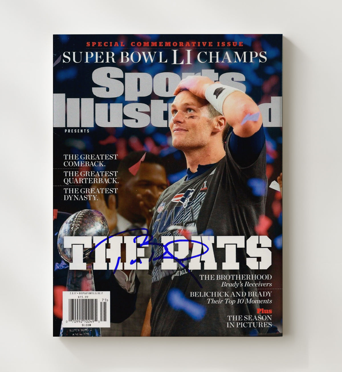 Tom Brady - New England football Super Bowl LI Champions Commemorative 2017 SI Cover football wall art 20x24 Canvas
