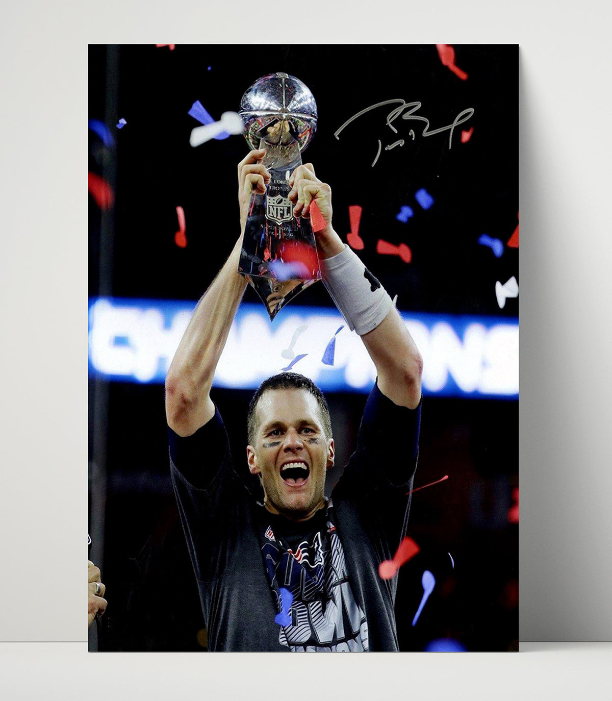 Tom Brady - New England football Super Bowl LI Trophy Celebration 2017 football wall art 16x20 Unframed Print