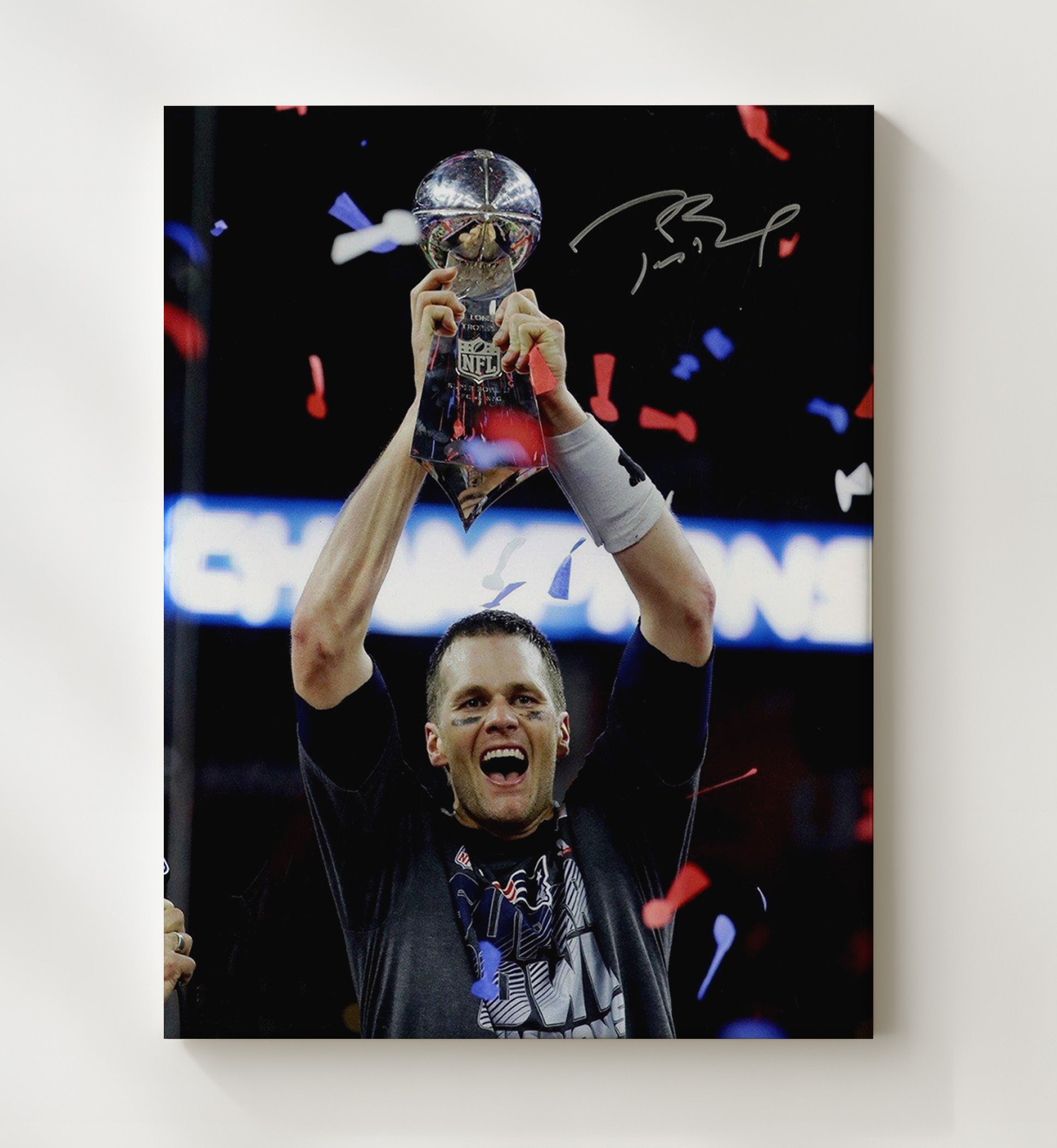 Tom Brady - New England football Super Bowl LI Trophy Celebration 2017 football wall art 20x24 Canvas