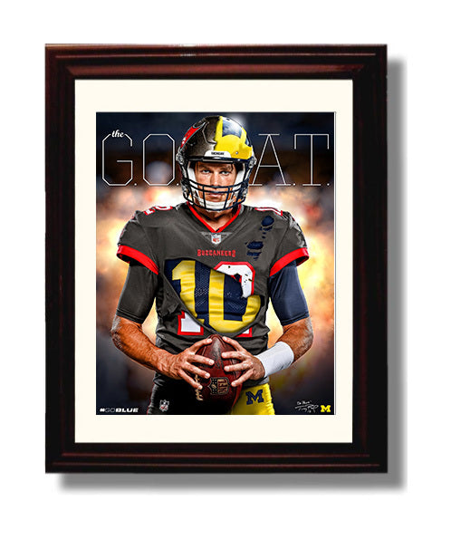 Tom Brady - Tampa GOAT football wall art 8x10 Beveled Frame