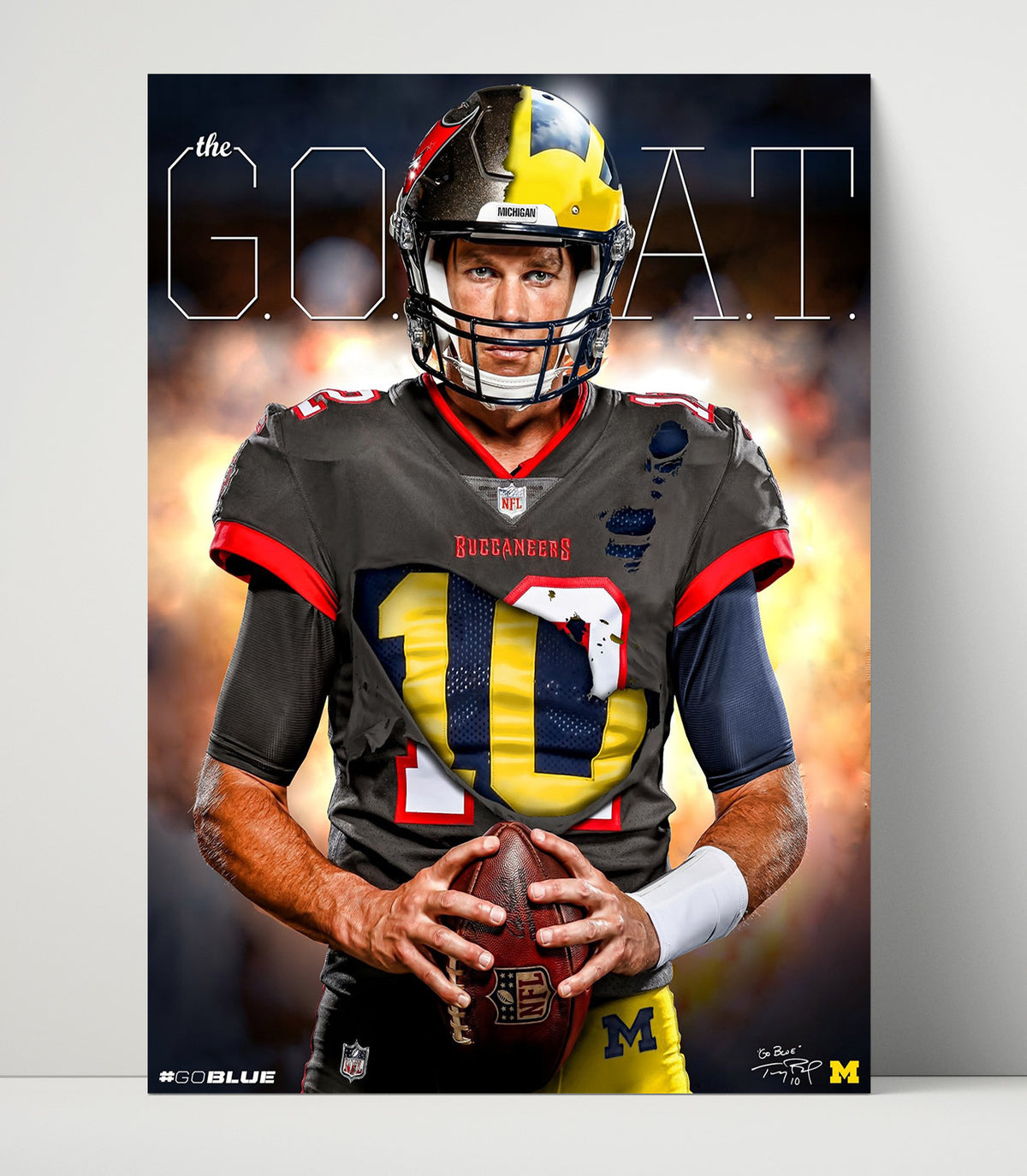 Tom Brady - Tampa GOAT football wall art 16x20 Unframed Print