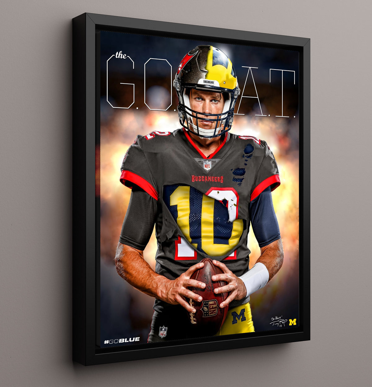 Tom Brady - Tampa GOAT football wall art 16x20 Framed Canvas