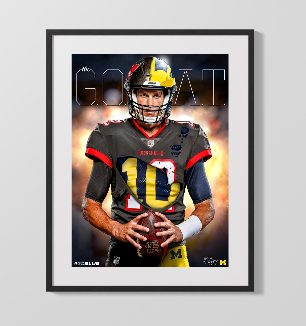 Tom Brady - Tampa GOAT football wall art 16x20 Gallery Frame