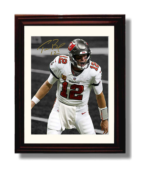 Tom Brady - Tampa football Quarterback GOAT Graphic football wall art 8x10 Beveled Frame