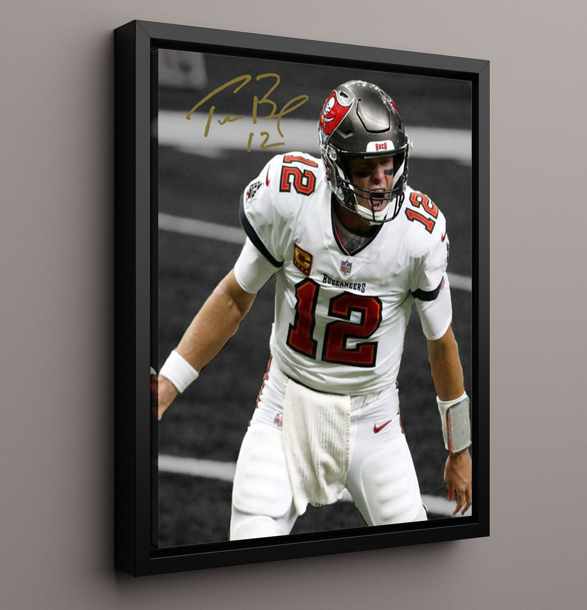 Tom Brady - Tampa football Quarterback GOAT Graphic football wall art 16x20 Framed Canvas