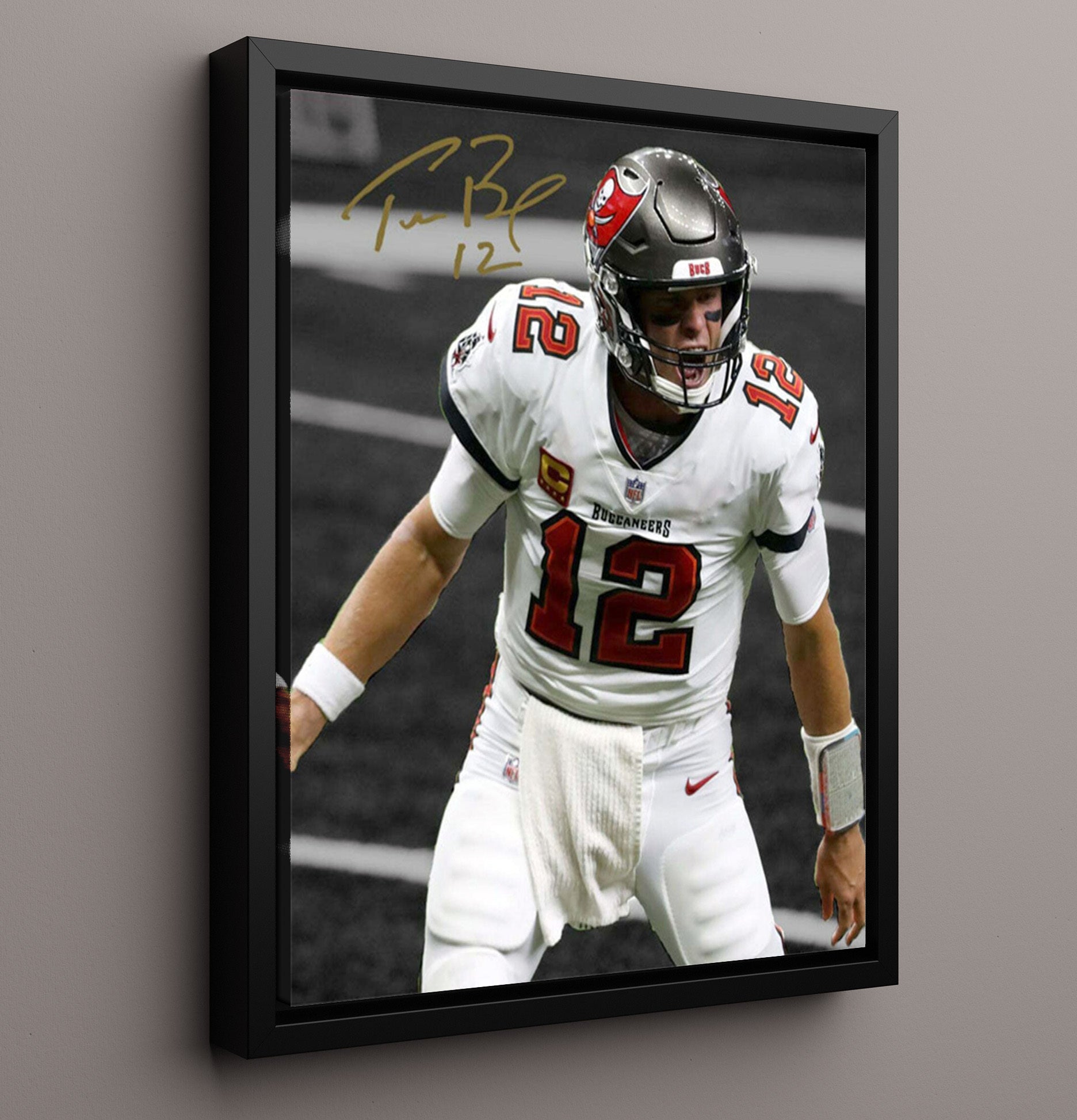 Tom Brady - Tampa football Quarterback GOAT Graphic football wall art 16x20 Framed Canvas