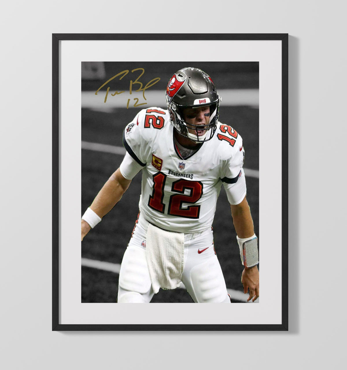 Tom Brady - Tampa football Quarterback GOAT Graphic football wall art 16x20 Gallery Frame