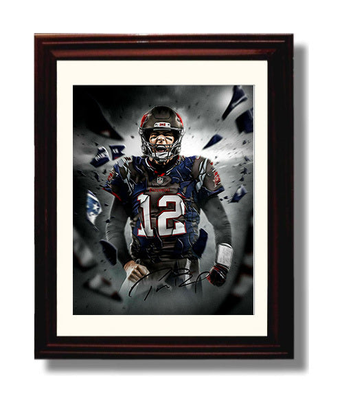 Tom Brady - Tampa football Quarterback Patriots To Buccaneers Evolution Graphic football wall art 8x10 Beveled Frame