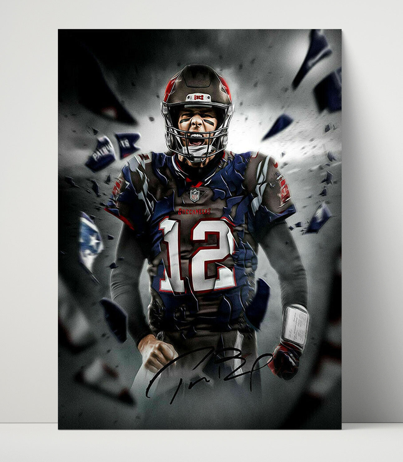 Tom Brady - Tampa football Quarterback Patriots To Buccaneers Evolution Graphic football wall art 16x20 Unframed Print