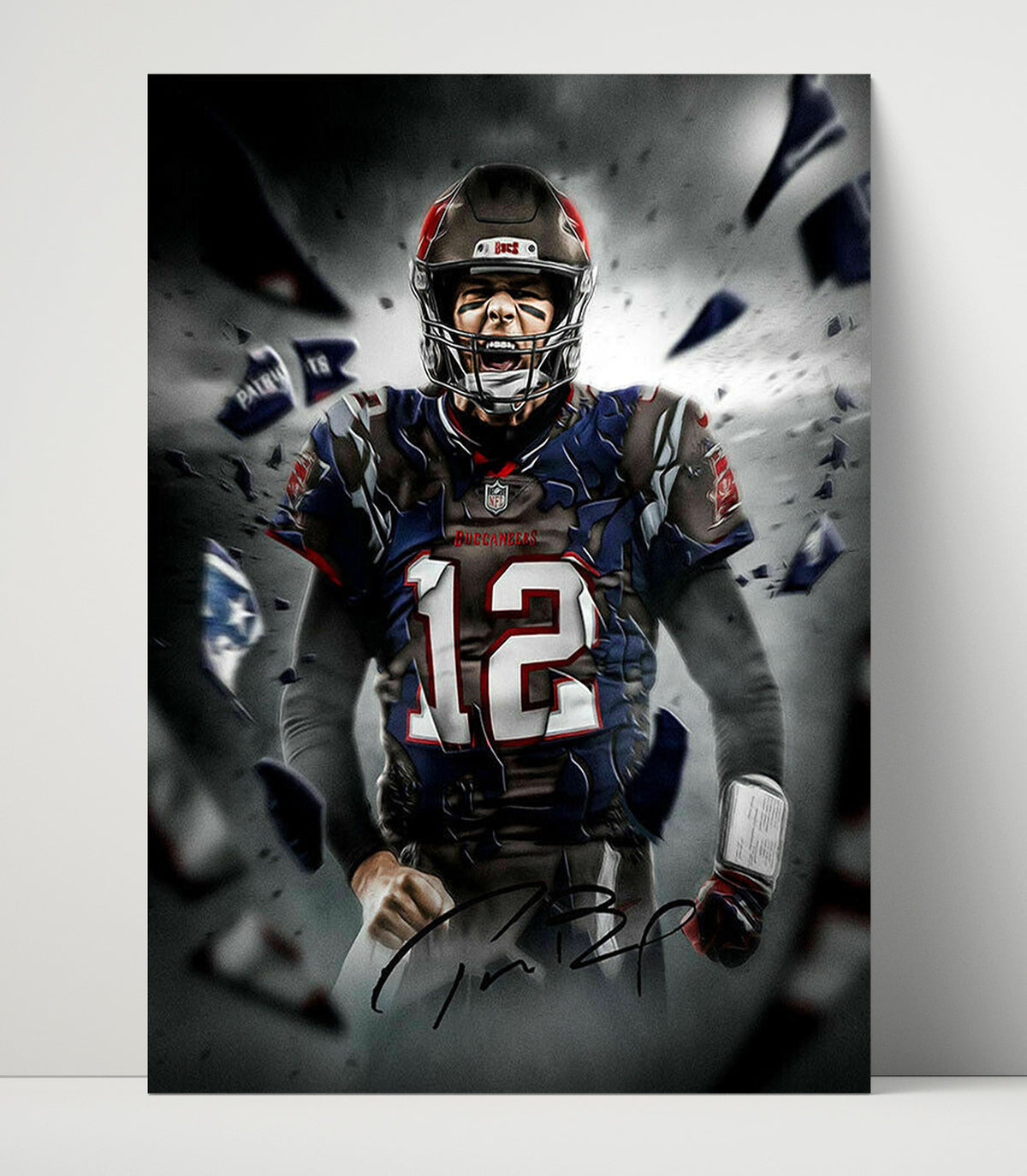 Tom Brady - Tampa football Quarterback Patriots To Buccaneers Evolution Graphic football wall art 16x20 Unframed Print