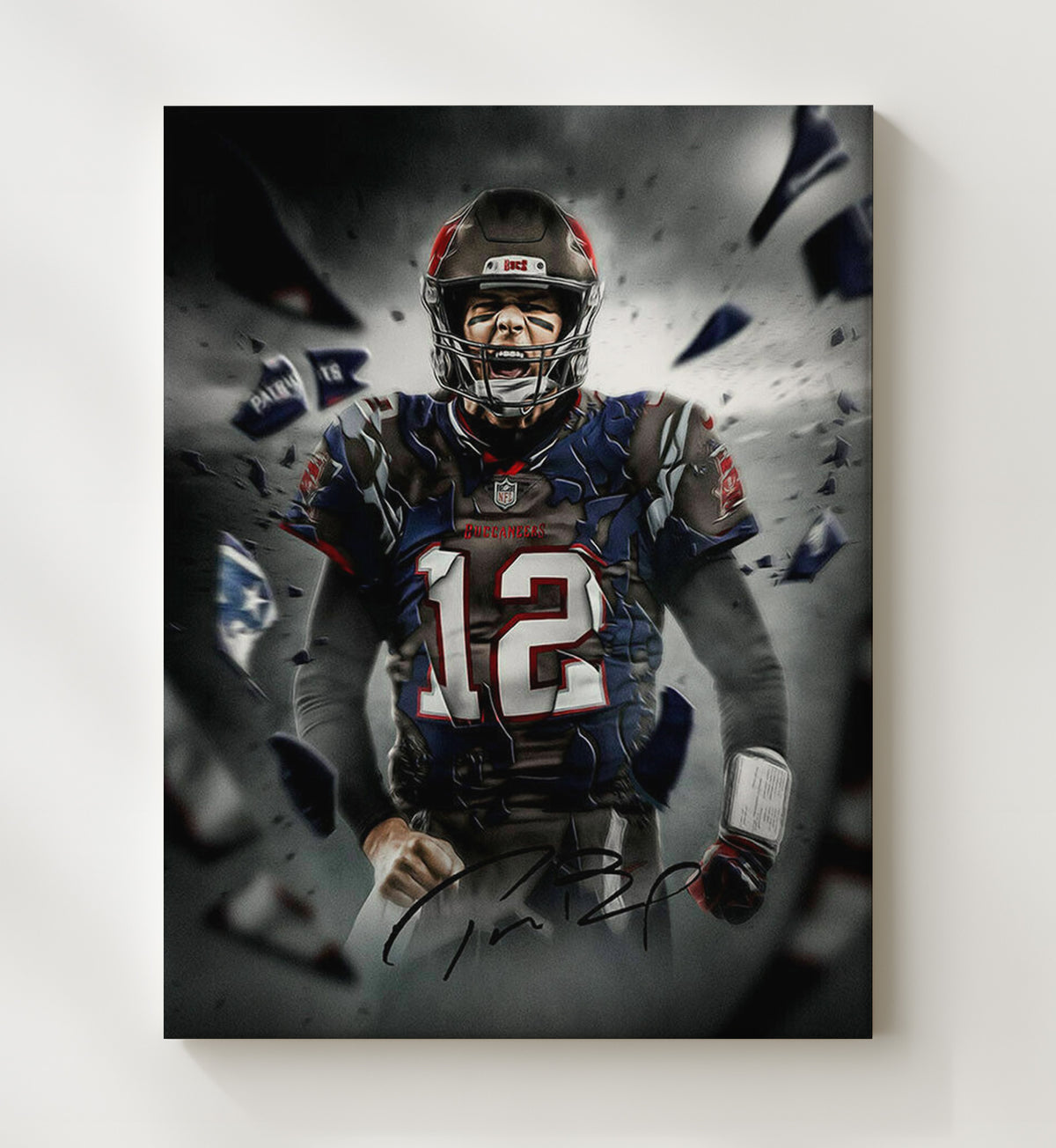 Tom Brady - Tampa football Quarterback Patriots To Buccaneers Evolution Graphic football wall art 20x24 Canvas
