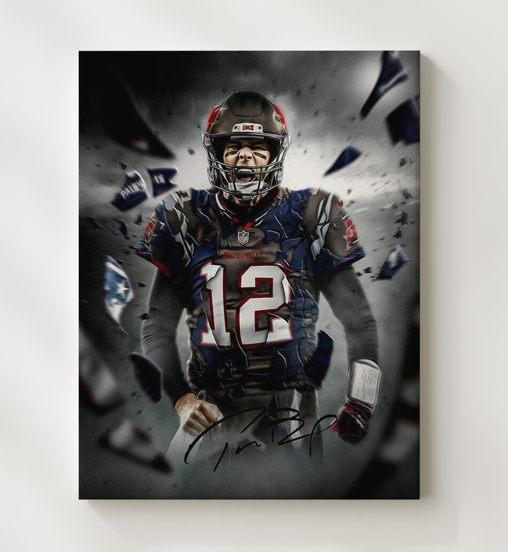 Tom Brady - Tampa football Quarterback Patriots To Buccaneers Evolution Graphic football wall art 20x24 Canvas