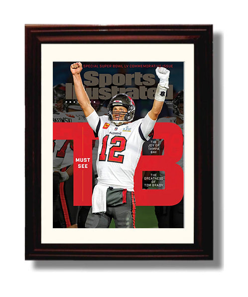 Tom Brady - Tampa football Super Bowl LV SI Cover Celebration 2021 football wall art 8x10 Beveled Frame