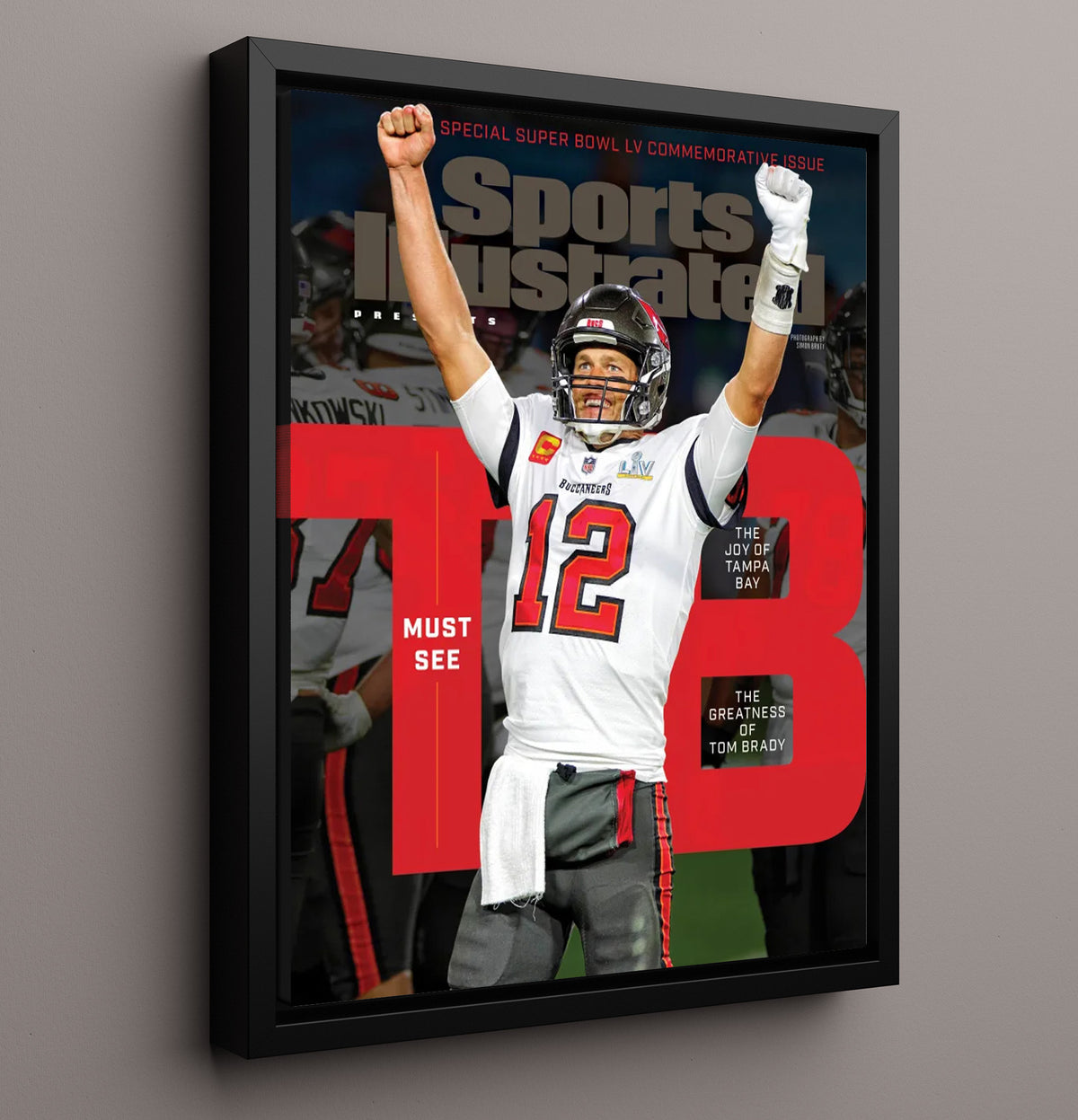 Tom Brady - Tampa football Super Bowl LV SI Cover Celebration 2021 football wall art 16x20 Framed Canvas