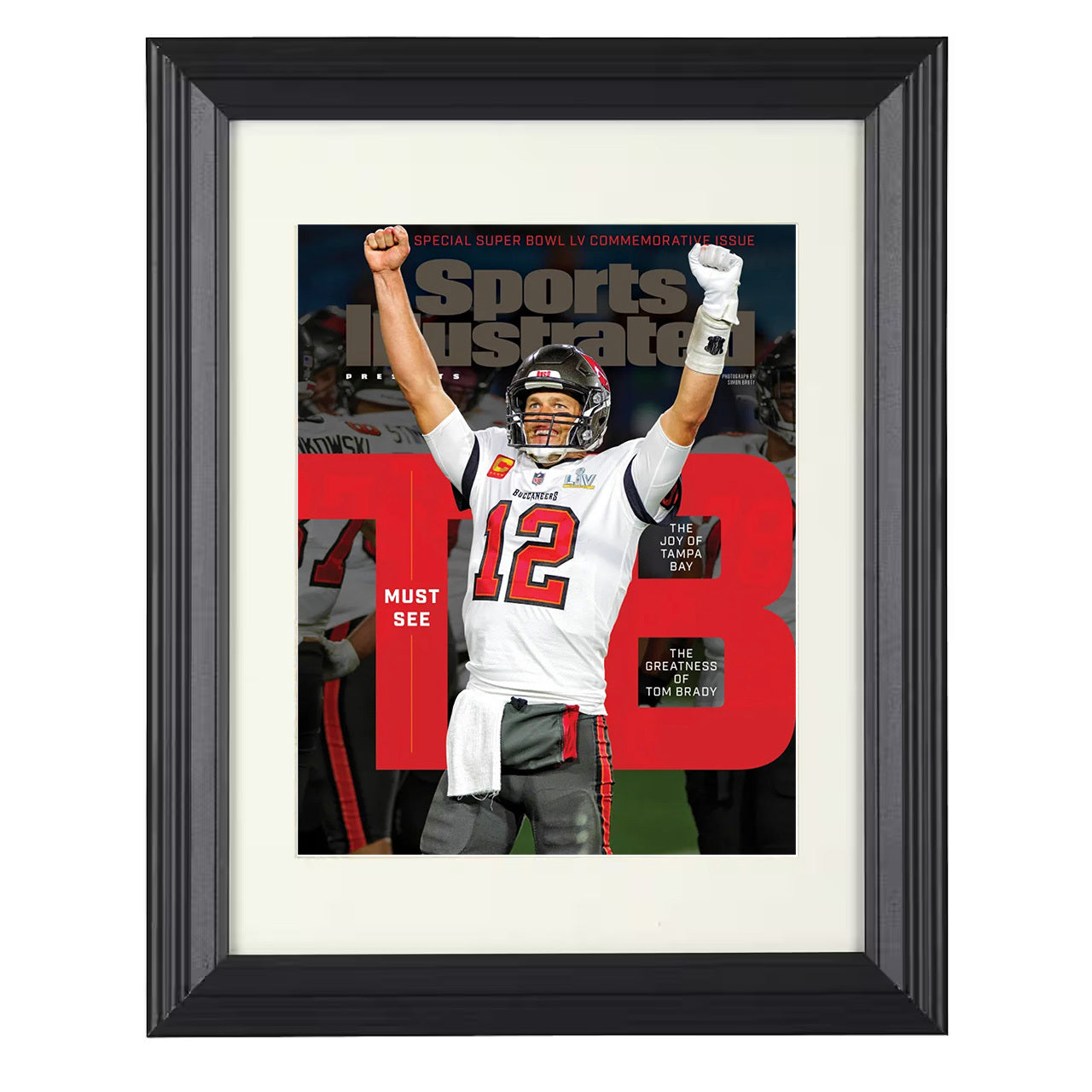 Tom Brady – Tampa Super Bowl LV Celebration 2021 SI – 8x10 black beveled framed football wall art