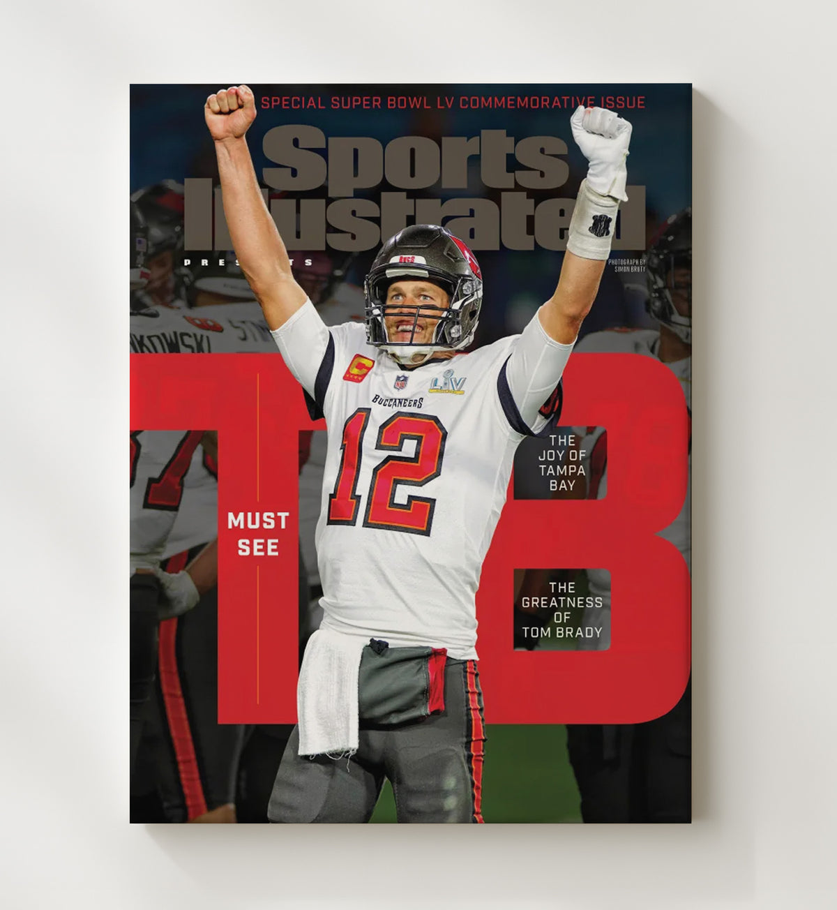 Tom Brady - Tampa football Super Bowl LV SI Cover Celebration 2021 football wall art 20x24 Canvas