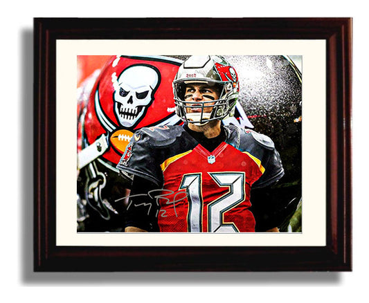 Tom Brady Bucs Signed - Pirate Precision football wall art 8x10 Beveled Frame