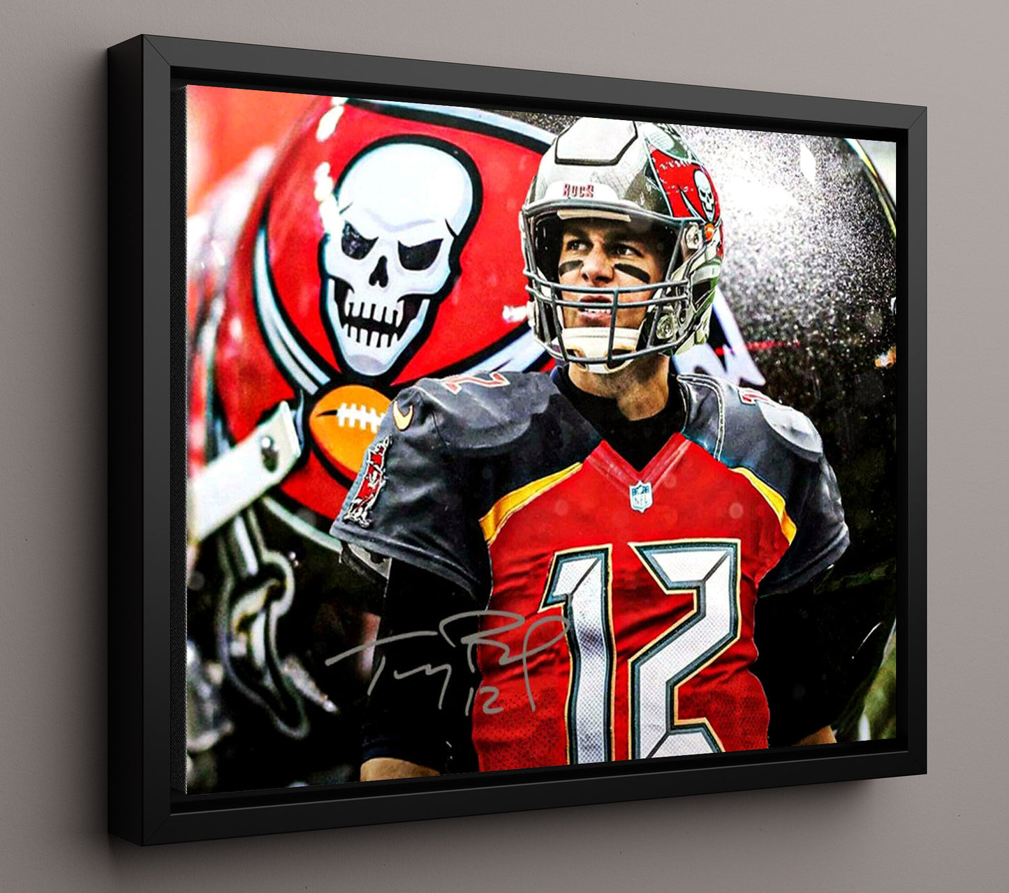Tom Brady Bucs Signed - Pirate Precision football wall art 16x20 Framed Canvas