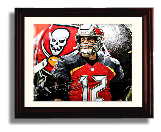 Tom Brady Bucs Signed - Pirate Precision Football Wall Art - football wall art print