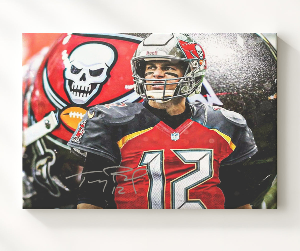Tom Brady Bucs Signed - Pirate Precision football wall art 20x24 Canvas