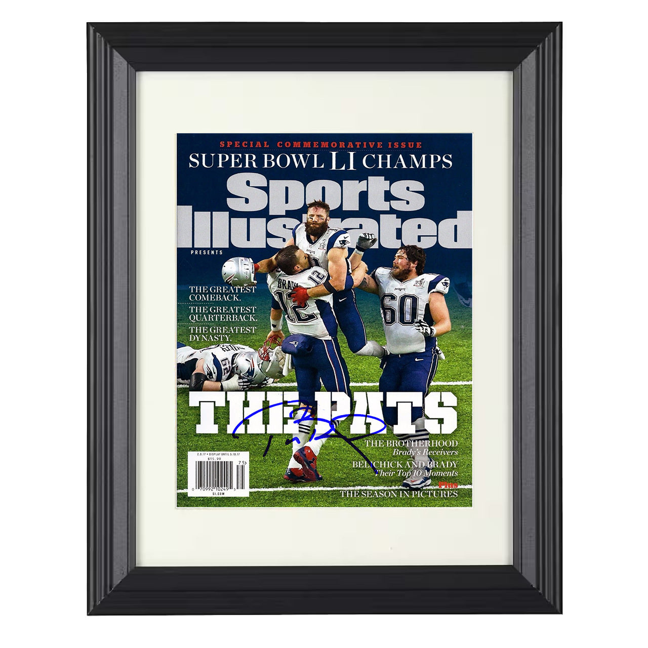 Tom Brady Super Bowl LI – The Pats Dynasty Image – 8x10 black beveled framed football wall art