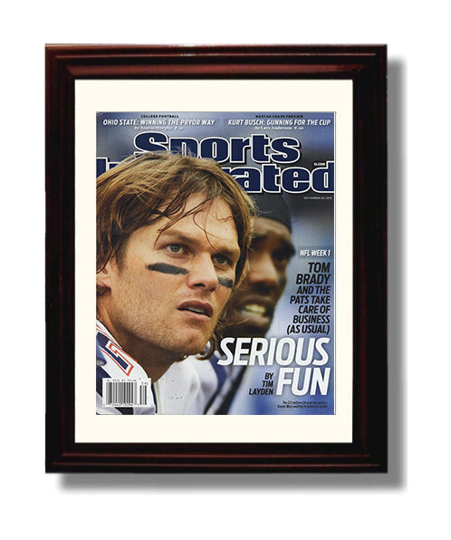 Tom Brady and Randy Moss - New England football Serious Fun Feature 2010 SI Cover football wall art 8x10 Beveled Frame