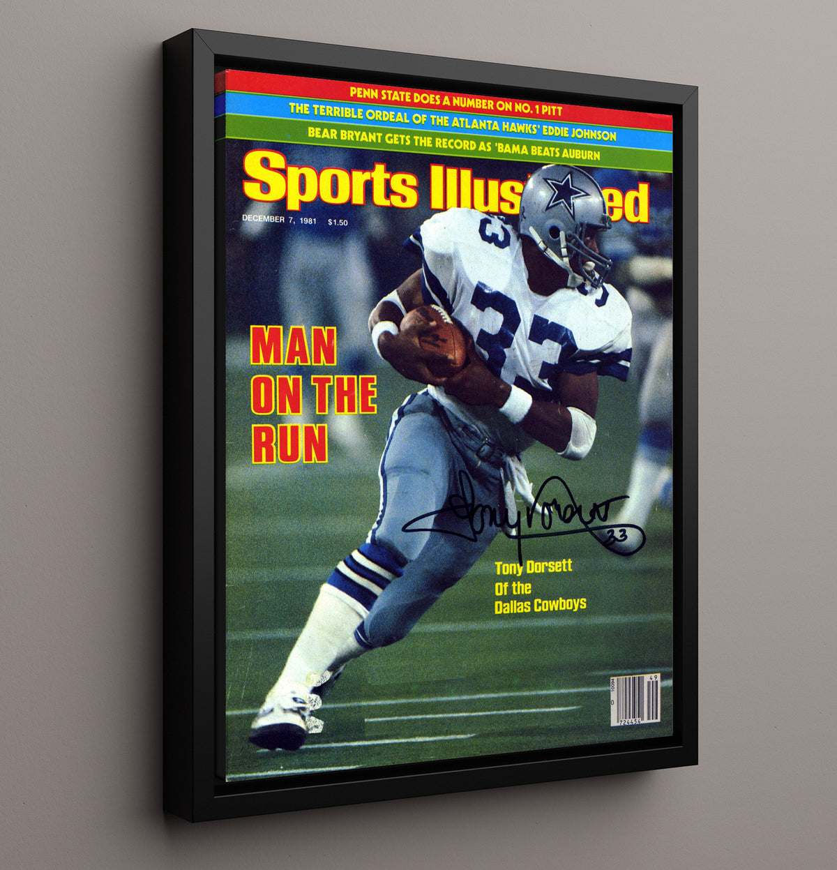 Tony Dorsett Man on the Run - Cowboy Flash football wall art 16x20 Framed Canvas