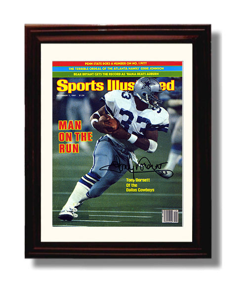 Tony Dorsett Man on the Run - Cowboy Flash football wall art 8x10 Beveled Frame