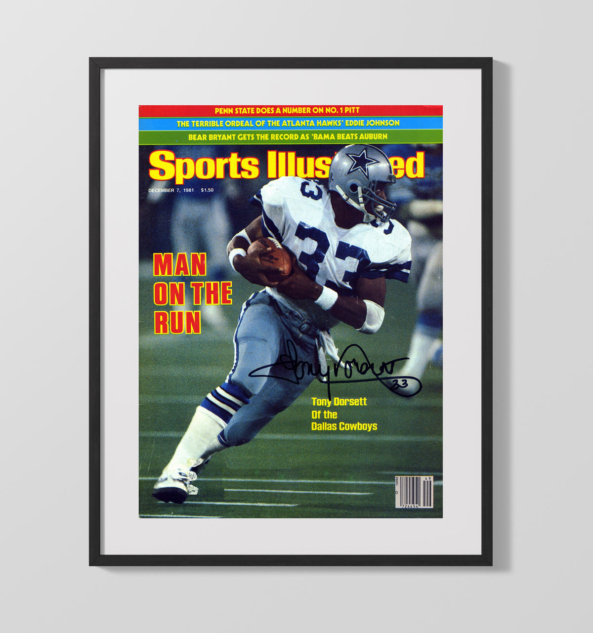 Tony Dorsett Man on the Run - Cowboy Flash football wall art 16x20 Gallery Frame