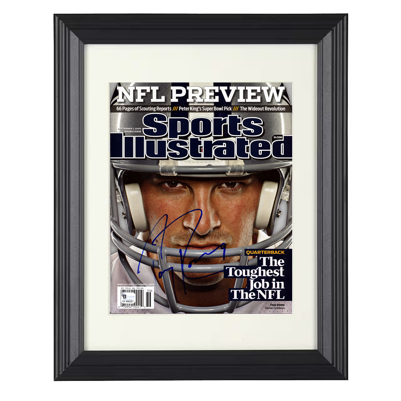 Tony Romo NFL Preview – Job QB1 Image – 8x10 black beveled framed football wall art