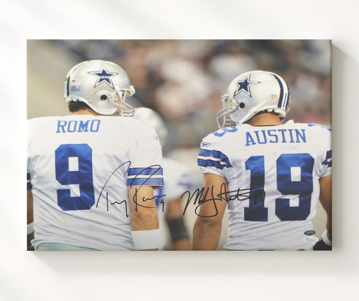 Tony Romo and Miles Austin - Dallas Football Sideline Back Jerseys football wall art 20x24 Canvas