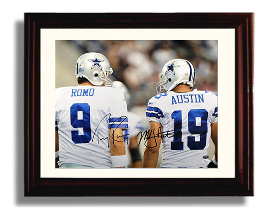 Tony Romo and Miles Austin - Dallas Football Sideline Back Jerseys football wall art 8x10 Beveled Frame