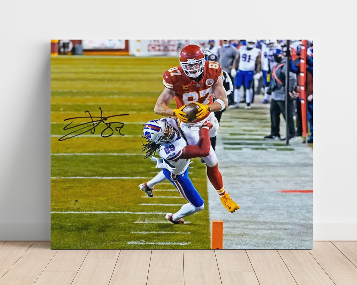 Travis Kelce - Endzone Flight football wall art 16x20 Unframed Print