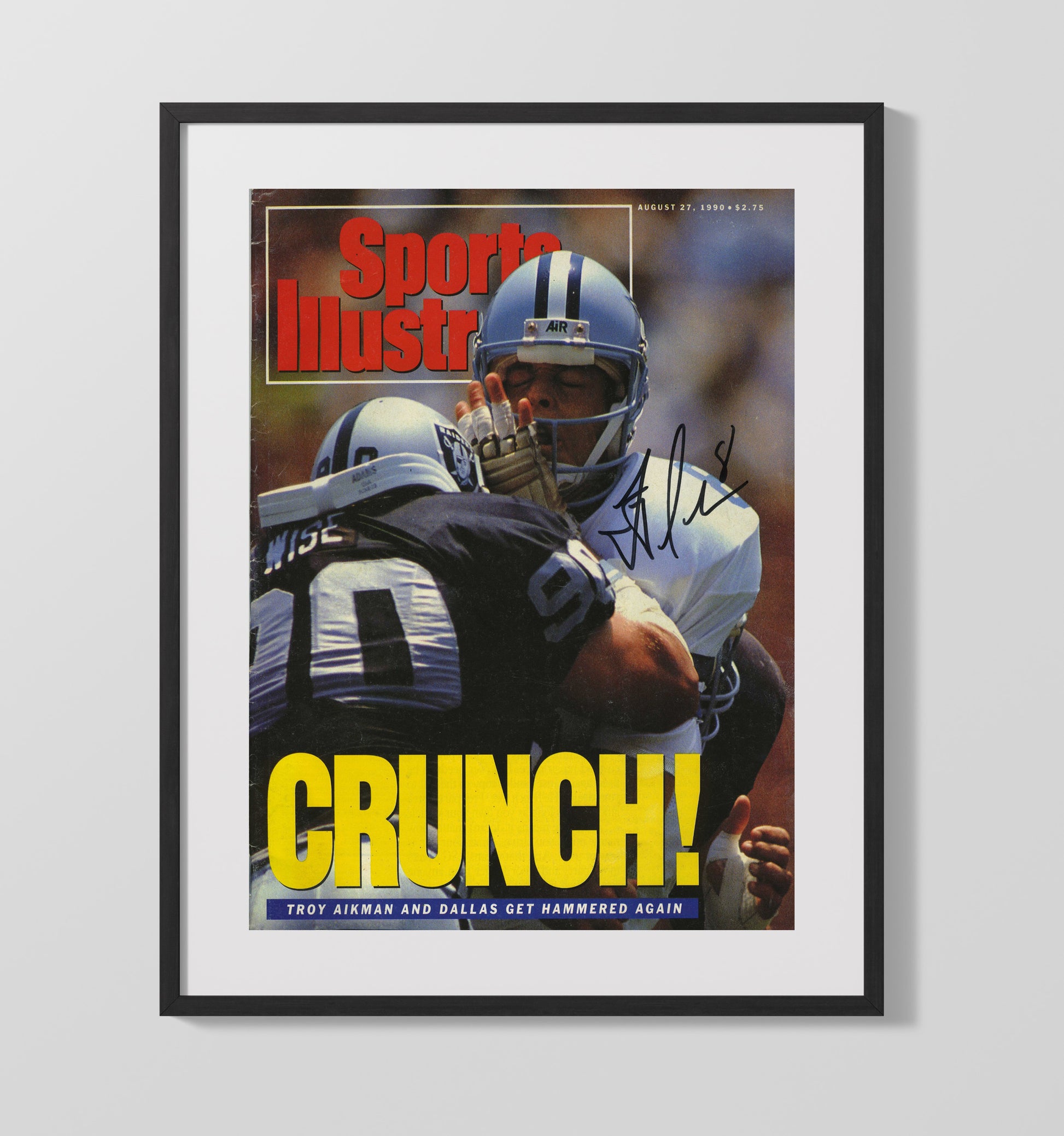 Troy Aikman - Dallas Football Hit by Los Angeles Football Defender SI Cover 1990 Football Wall Art - football wall art print