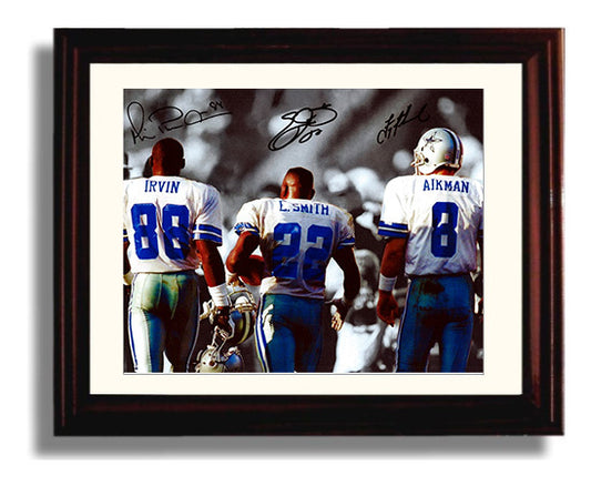 Troy Aikman Emmitt Smith Michael Irvin - Dallas Football Legends Walk Away football wall art 8x10 Beveled Frame