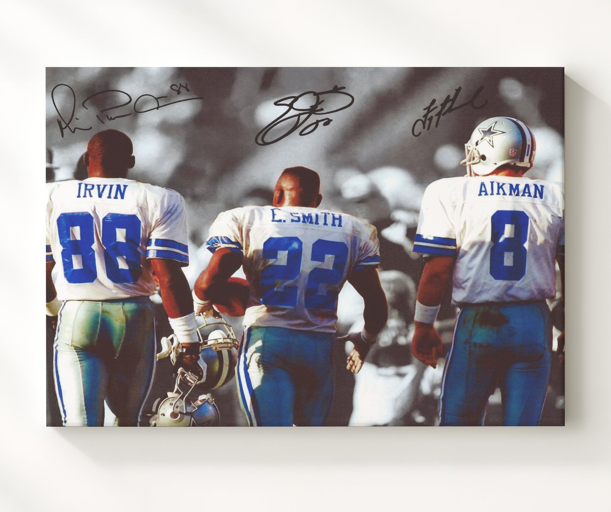 Troy Aikman Emmitt Smith Michael Irvin - Dallas Football Legends Walk Away football wall art 20x24 Canvas