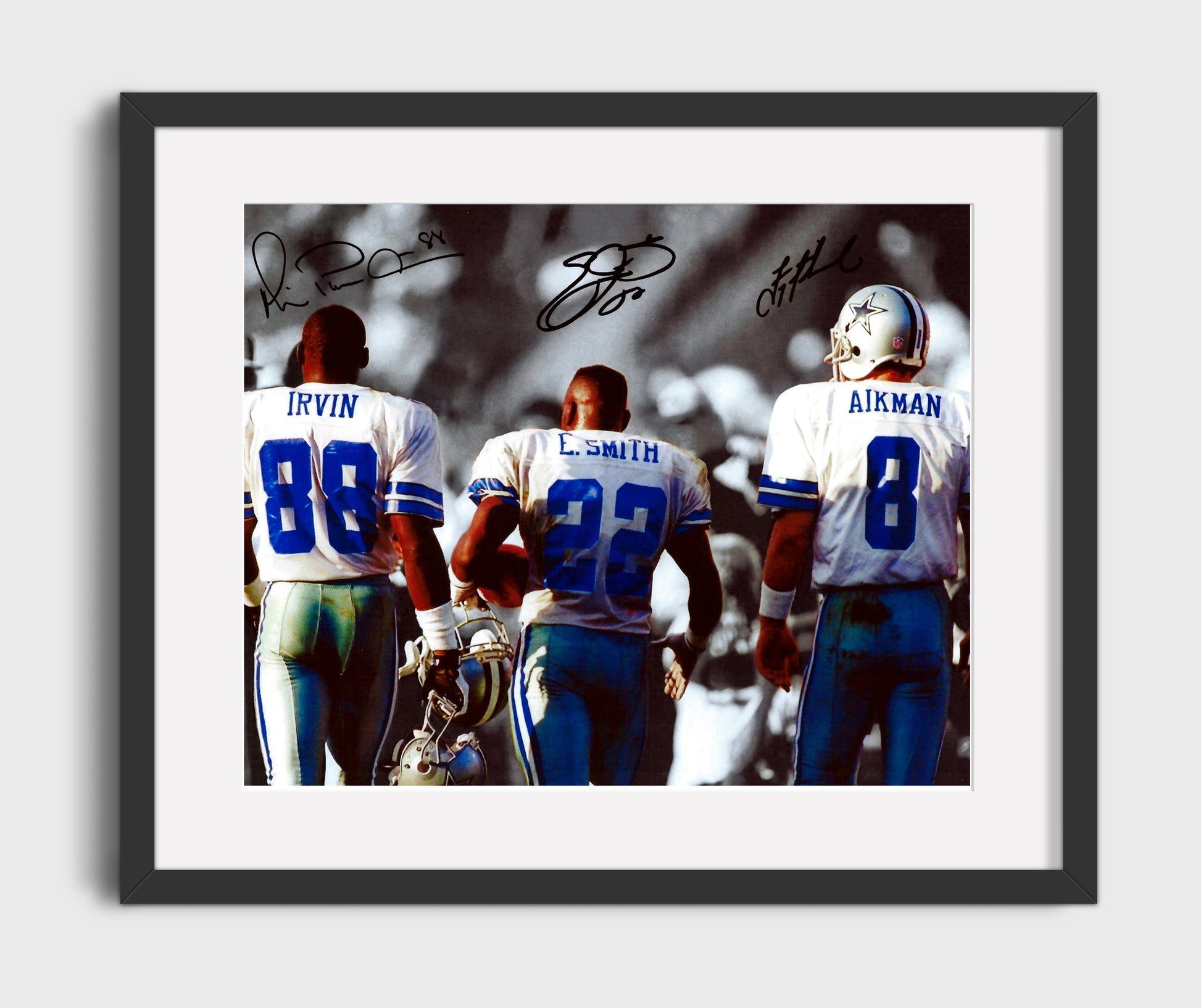Troy Aikman Emmitt Smith Michael Irvin - Dallas Football Legends Walk Away football wall art 16x20 Gallery Frame