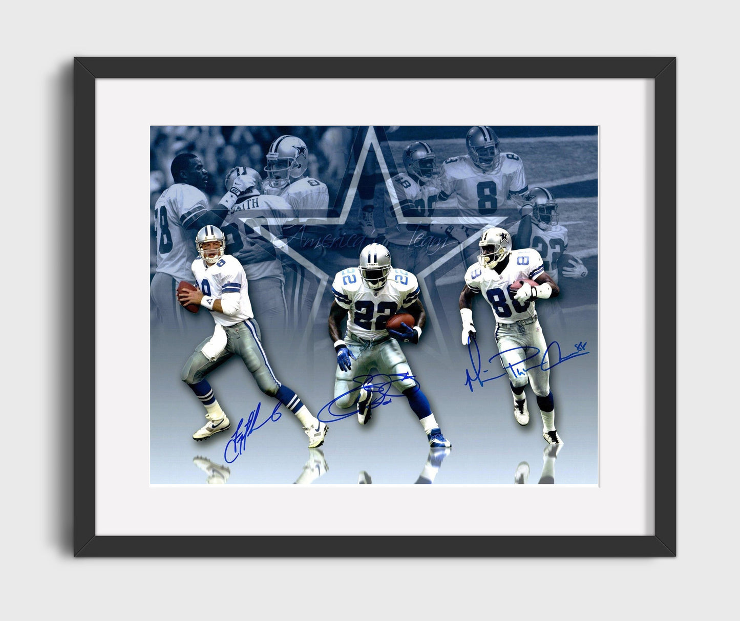 Troy Aikman Emmitt Smith Michael Irvin - Dallas Football Triplets Dynasty Composite Football Wall Art - football wall art print