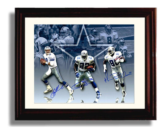 Troy Aikman Emmitt Smith Michael Irvin - Dallas Football Triplets Dynasty Composite football wall art 8x10 Beveled Frame