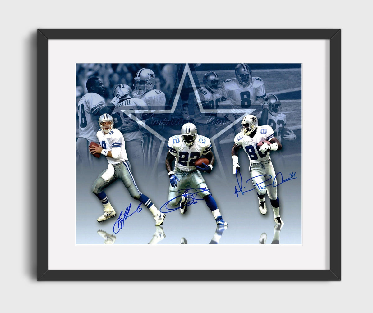 Troy Aikman Emmitt Smith Michael Irvin - Dallas Football Triplets Dynasty Composite football wall art 16x20 Gallery Frame
