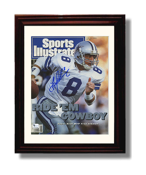 Troy Aikman Ride Em - Cowboy Glory football wall art 8x10 Beveled Frame